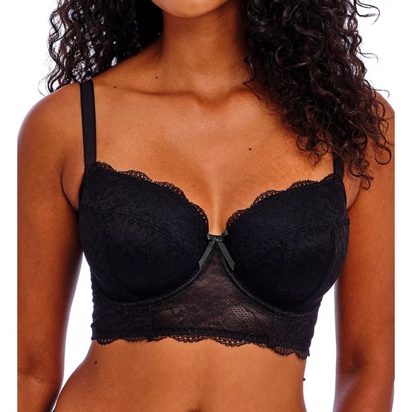 FREYA FANCIES AA10114BLK BLACK UNDERWIRE LONGLINE BRA 36K US / 36H UK Full Bust - Picture 1 of 5